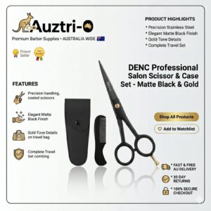 Professional Barber Hair Cutting and Thinning Scissors Set with Comb and Storage Case